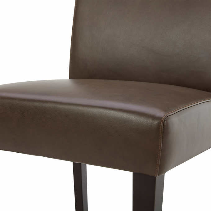 NEW - Costco - Denning Brown Top Grain Leather Dining Chair, 2-Pack - Retail $329