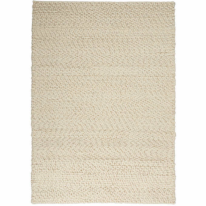 Like NEW - Costco - Calvin Klein Wool Area Rug, Cloud 5' 3" x 7' 5" - Retail $479