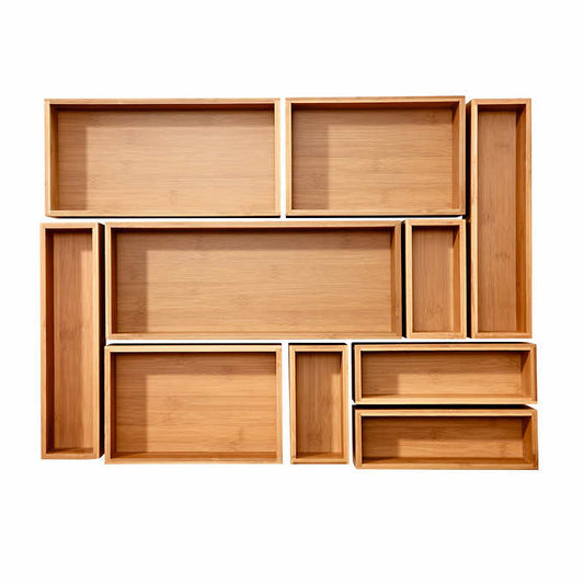 NEW - Seville Classics 10-piece Bamboo Storage Box Organizer Set - Retail $29