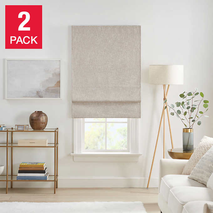 NEW - Eclipse Drew Total Blackout Roman Shade, Tan,  31 X 64, 2-pack - Retail $99