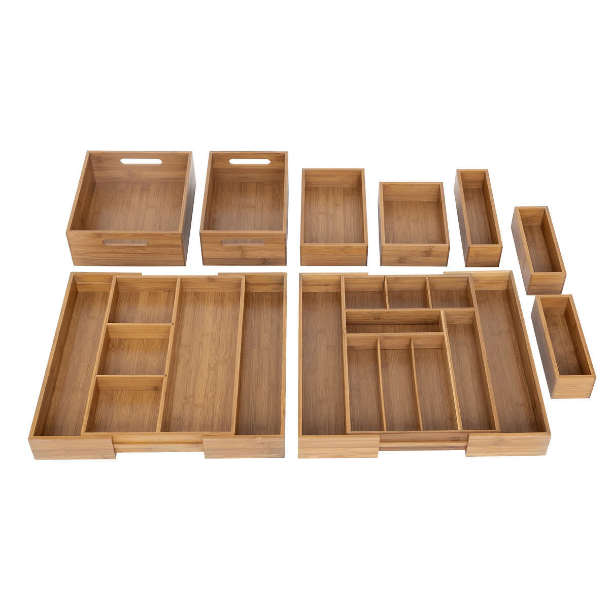 NEW - Costco - Seville Classics 9-piece Bamboo Organizer Starter Set - Retail $59