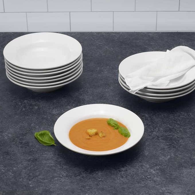 Towle Hospitality Set of 12 Porcelain Wide Rim Soup Bowls - Retail $49