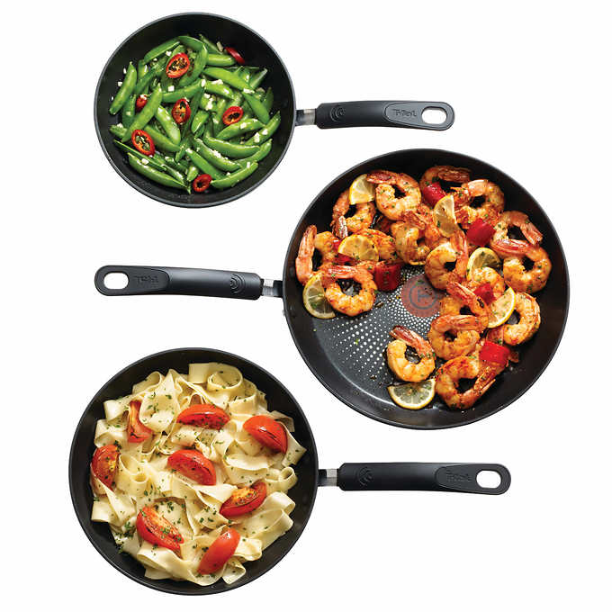 NEW - T-FAL 3PC FRY PAN SET - Retail $29