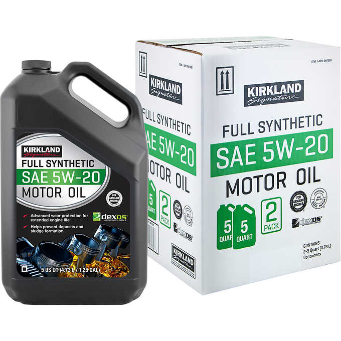 NEW - Kirkland Signature SAE 5W-20 Full Synthetic Motor Oil, 5 Quart, 2 ct - Retail $38