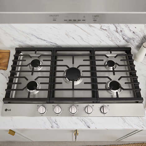 LG 36” GAS Cooktop with UltraHeat 20K BTU Burner - CBGJ3623S - Retail $949