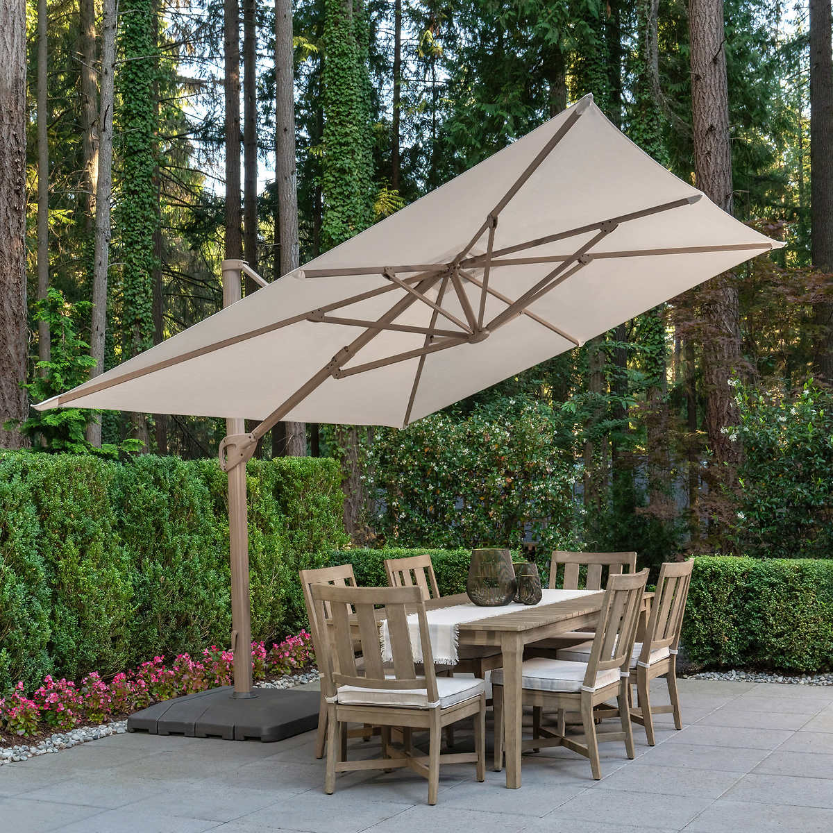 Costco - 10' x 13' Wood-Look Seasons Sentry Cantilever Umbrella - Retail $699