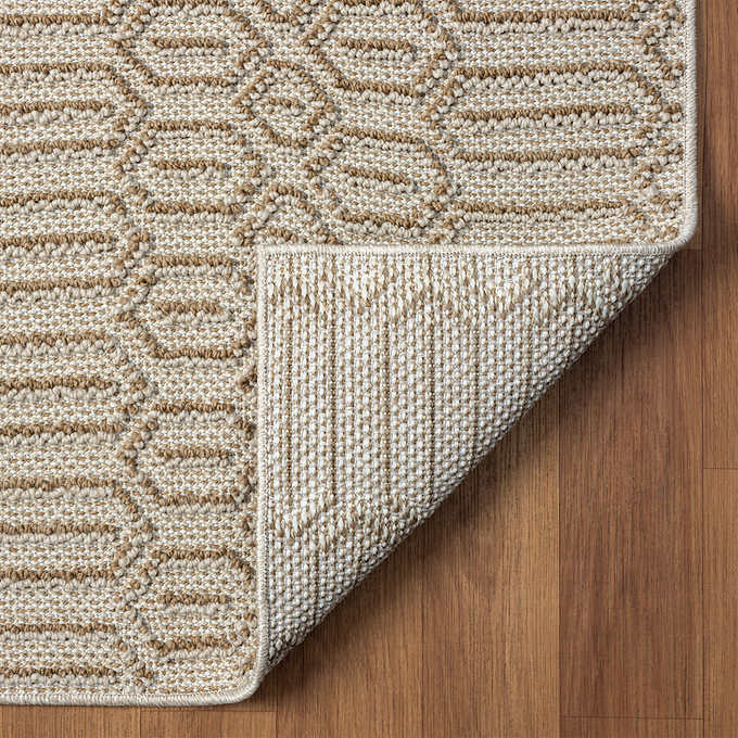 NEW - Costco - Nautica Greenwich Geometric Natural Indoor/Outdoor Area Rug, 7 ft. 10 in. x 10 ft. - Retail $249