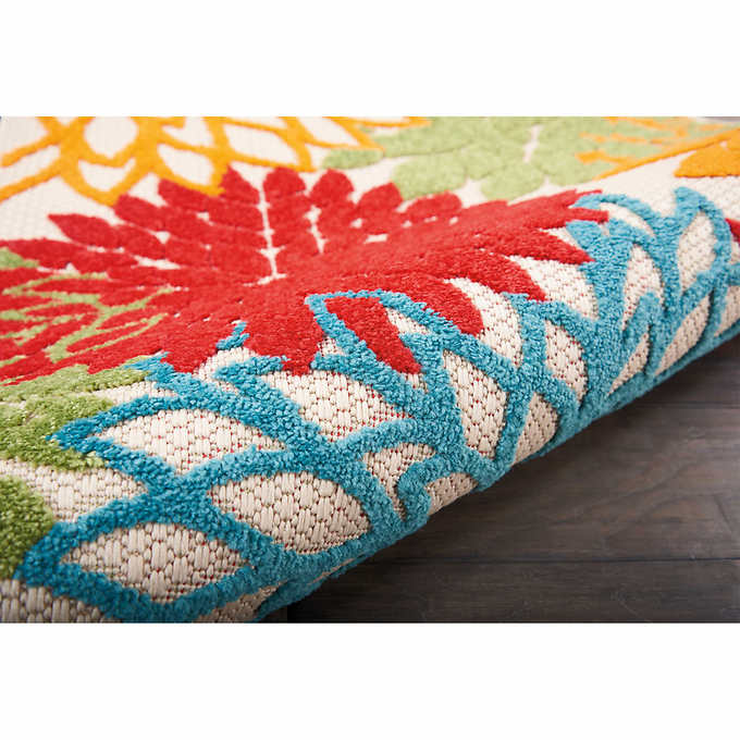 Veranda Indoor-Outdoor Area Rug or Runner, Floral, 7' 10" x 9' 10" - Retail $129