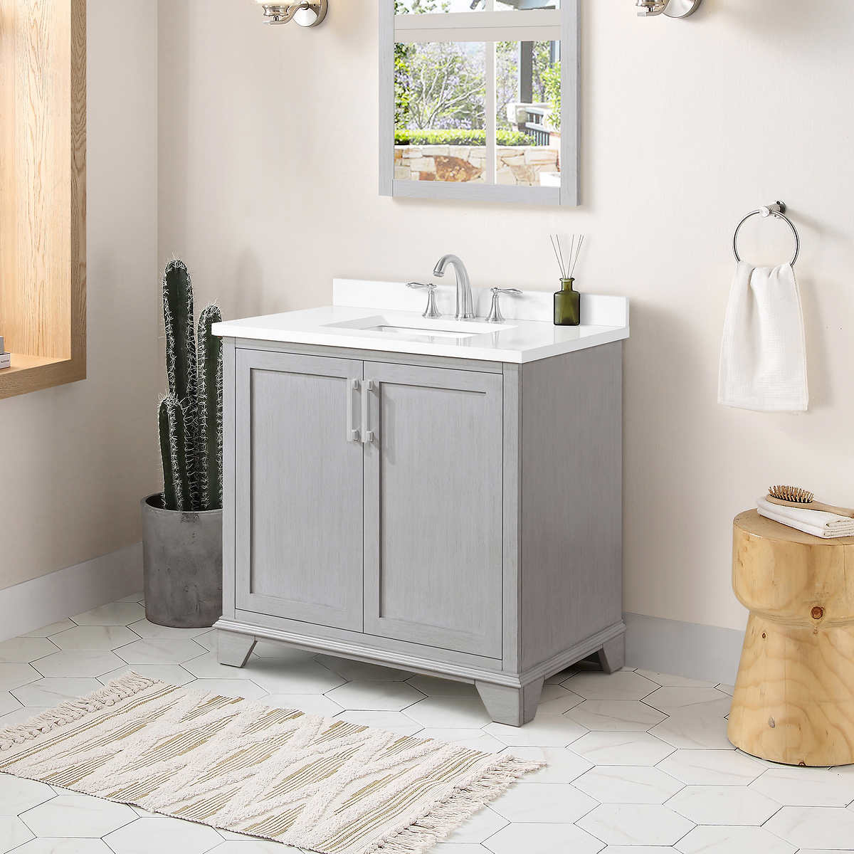 NEW - Costco - OVE Decors Broadway 36" Bath Vanity in Gray - Retail $899