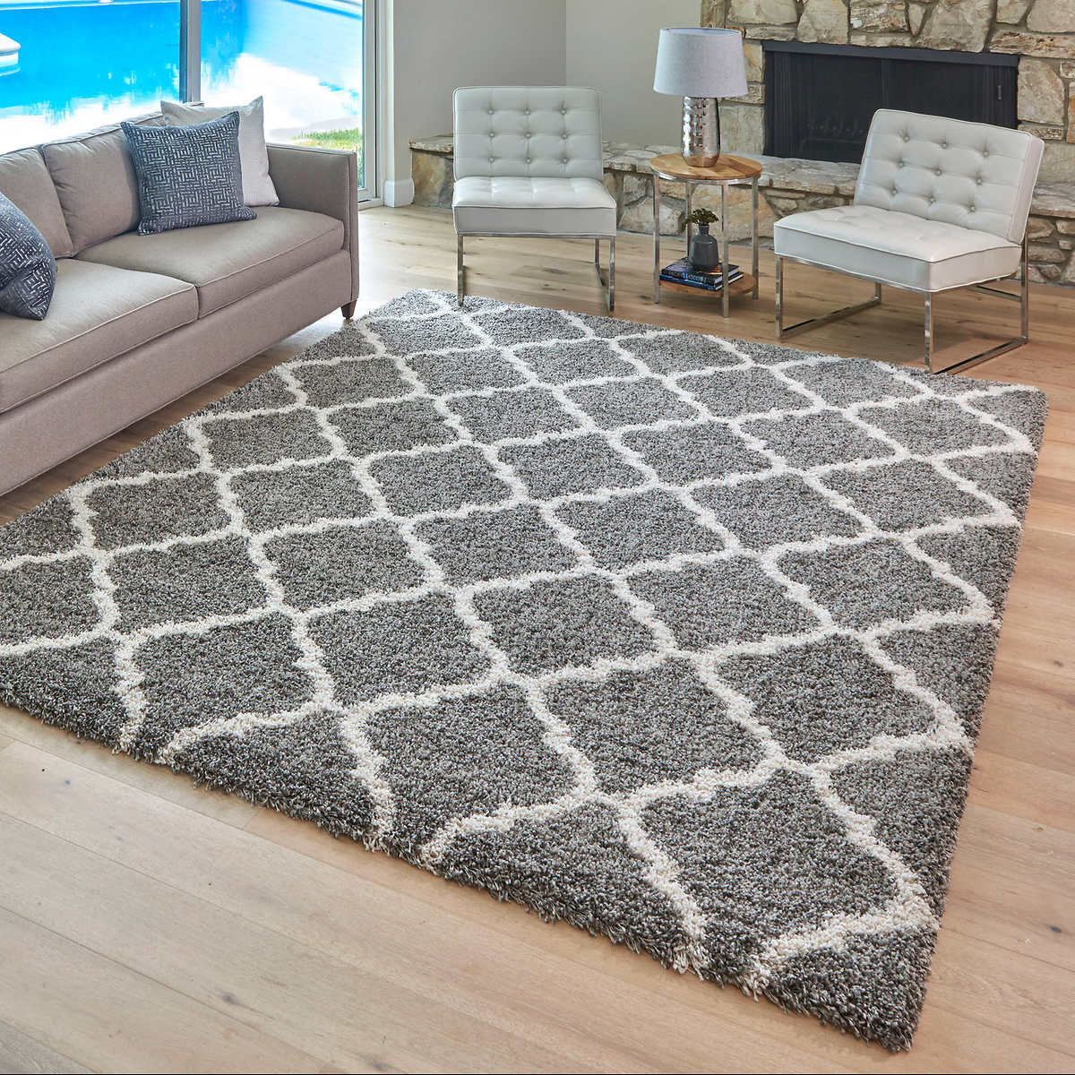 Like NEW - Costco - Thomasville Marketplace Luxury Trellis Shag Rugs 6' 6" x 9' 6" - Retail $229