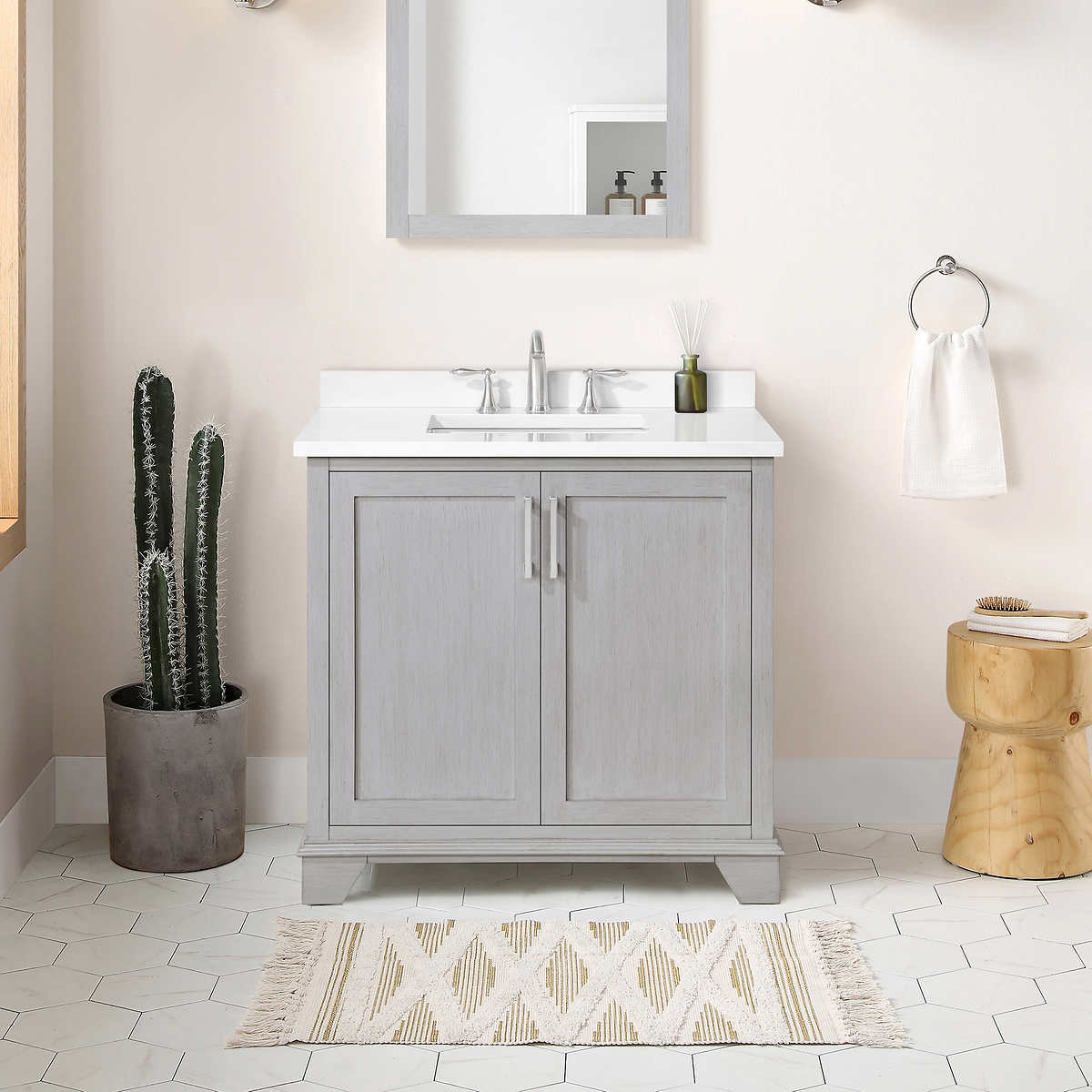 NEW - Costco - OVE Decors Broadway 36" Bath Vanity in Gray - Retail $899
