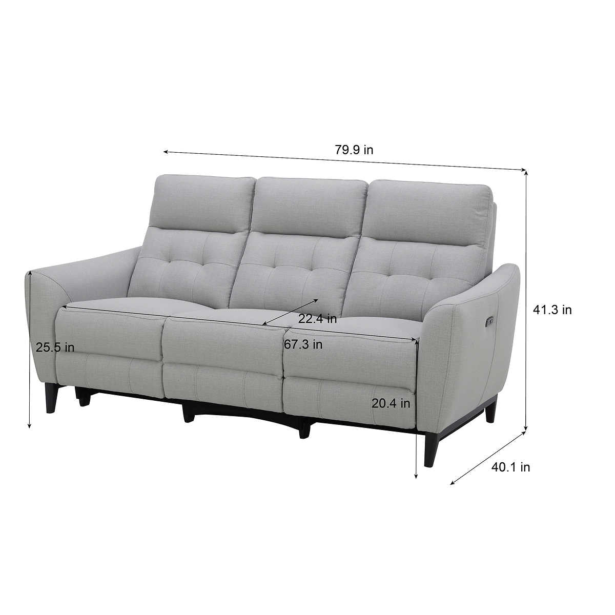 Like NEW - Costco - Alpendale Fabric Power Reclining Sofa with Power Headrests - Retail $1199