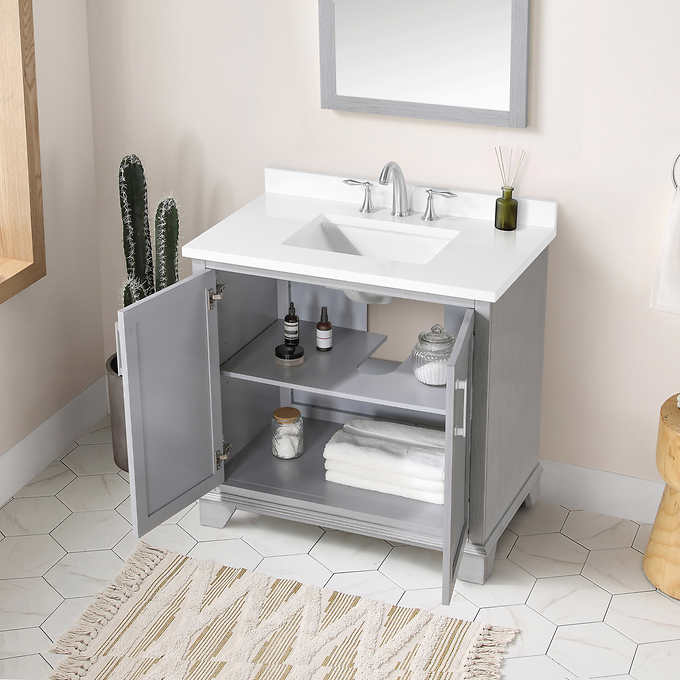 NEW - Costco - OVE Decors Broadway 36" Bath Vanity in Gray - Retail $899