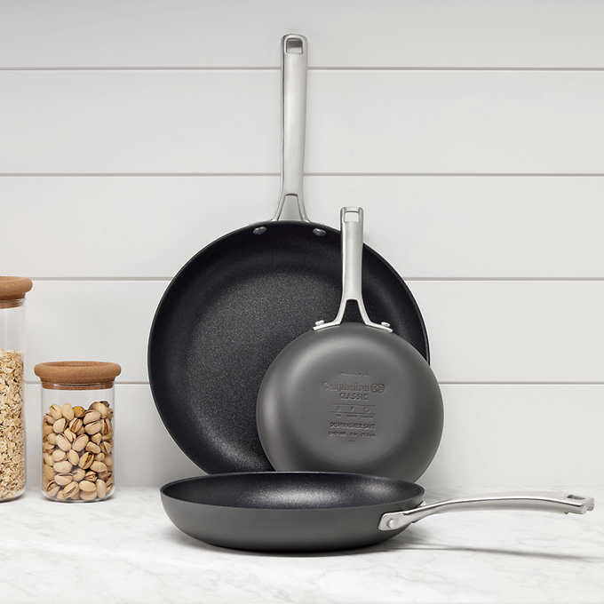 NEW - Costco - Calphalon Classic 3-piece Non-Stick Skillet Set - Retail $77