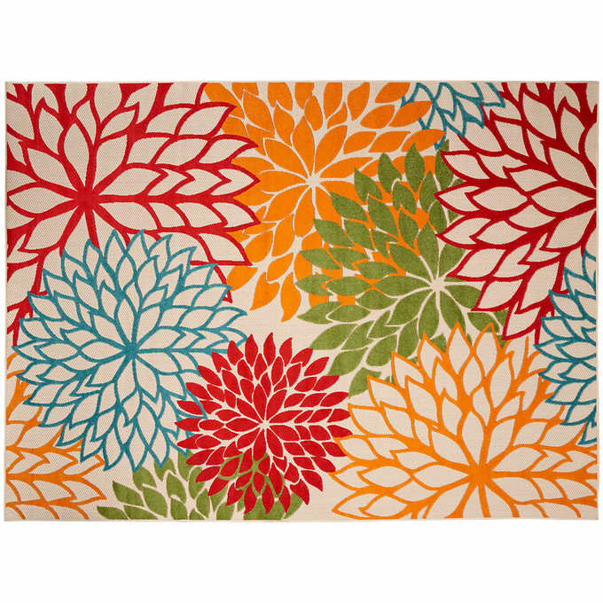 Veranda Indoor-Outdoor Area Rug or Runner, Floral, 7' 10" x 9' 10" - Retail $129