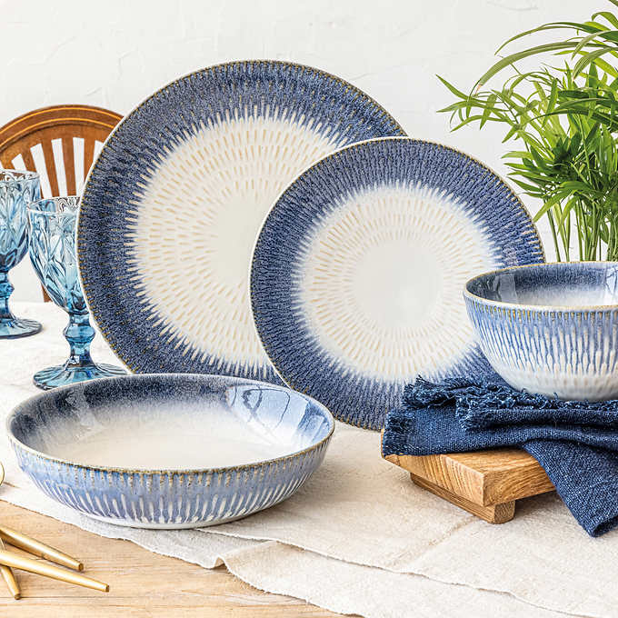 NEW - over&back Blue WESTPOINT 16-piece Dinnerware Set - Retail $55