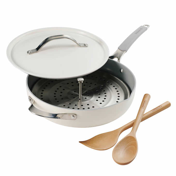 NEW - Tramontina White 5-Quarter All in One Pan Set - Retail $54