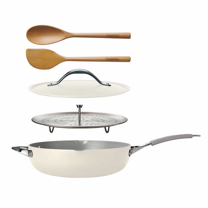 NEW - Tramontina White 5-Quarter All in One Pan Set - Retail $54