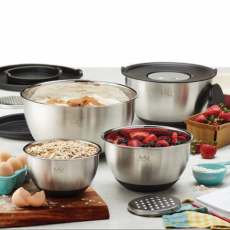 MIU Stainless Steel Mixing Bowl with Graters, Set of 8