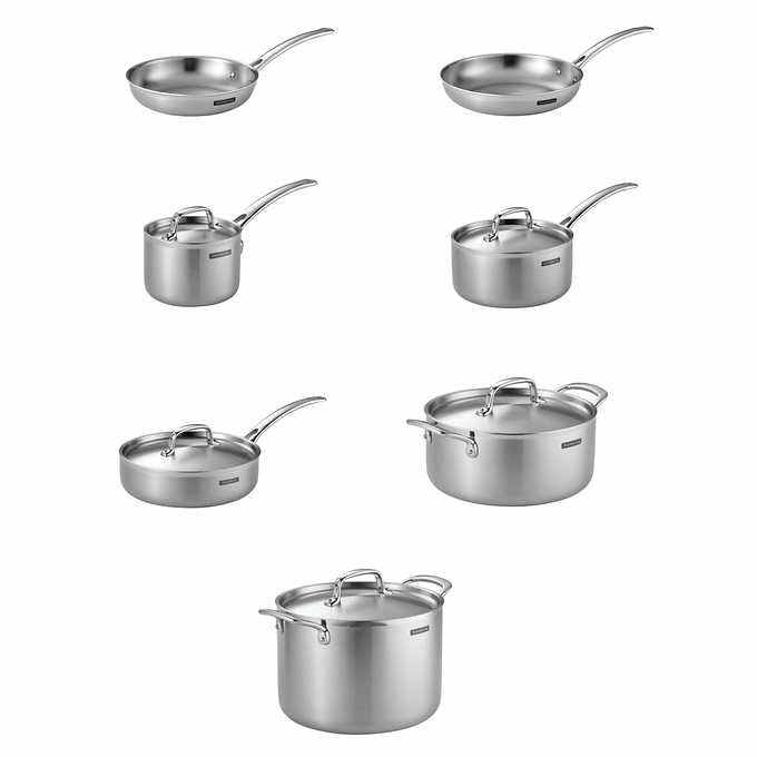 NEW - Costco - Tramontina 12-piece Tri-Ply Clad Stainless Steel Cookware Set