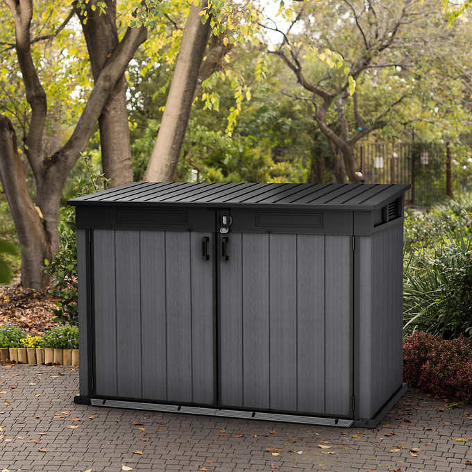 NEW, Sealed - Keter Cortina Mega Premium Modern Horizontal Outdoor Storage Shed - Retail $579