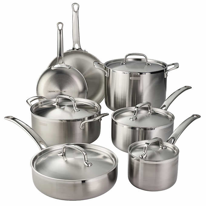 NEW - Costco - Tramontina 12-piece Tri-Ply Clad Stainless Steel Cookware Set