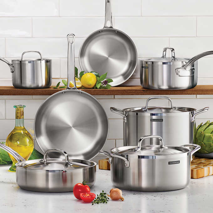 NEW - Costco - Tramontina 12-piece Tri-Ply Clad Stainless Steel Cookware Set