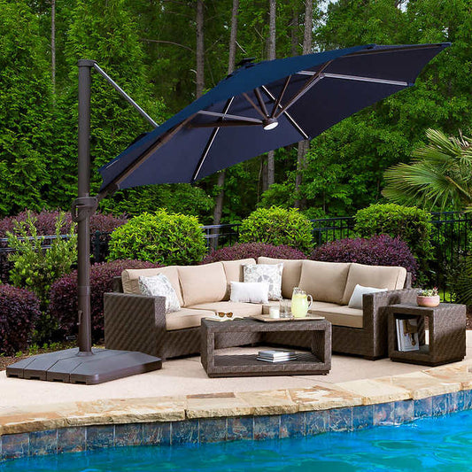 Costco - 11' LED Solar Round Cantilever Umbrella - Retail $629