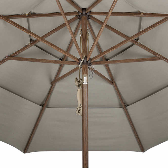 Costco - GRAY Proshade 11ft Wood-Look Collar Tilt Aluminum Umbrella - Retail $239
