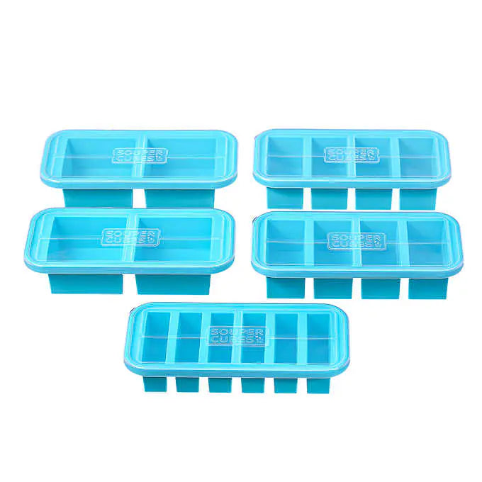 NEW - Souper Cubes Silicone Freezer Storage Tray, 5 Pack- Retail $69