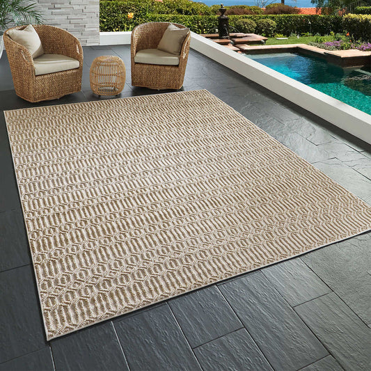NEW - Costco - Nautica Greenwich Geometric Natural Indoor/Outdoor Area Rug, 8 ft 8 in x  13 ft. - Retail $249