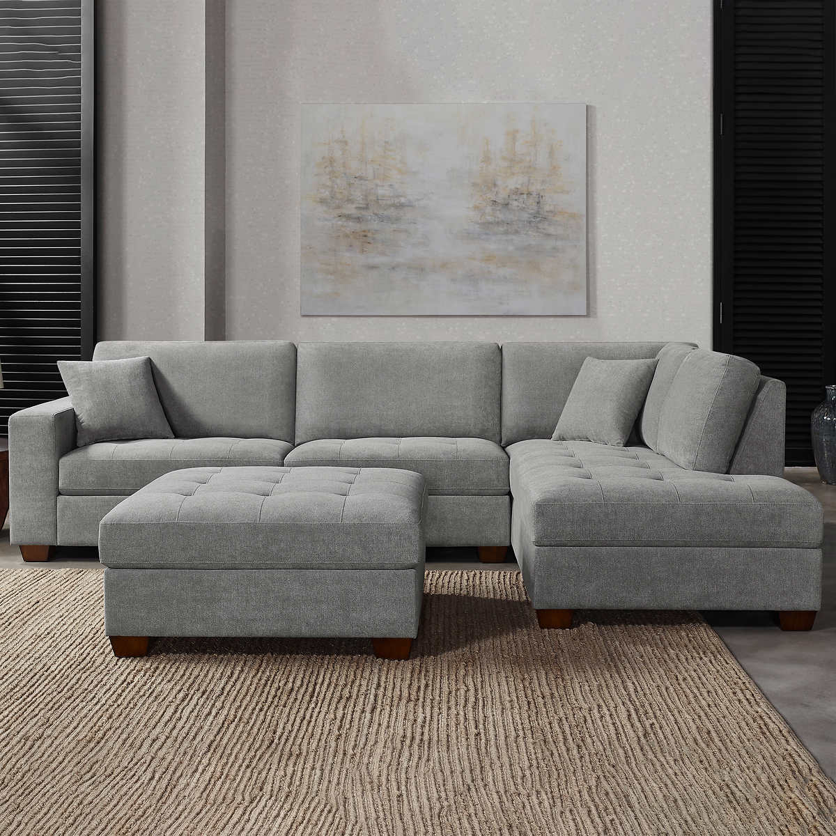 Costco - Miles Fabric Sectional with Ottoman - Retail $1999