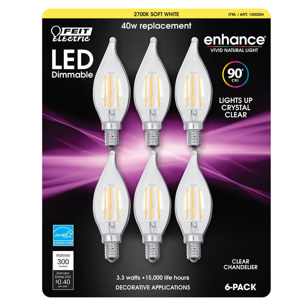 Feit Electric Led Chandelier Bulbs, 6-Pack