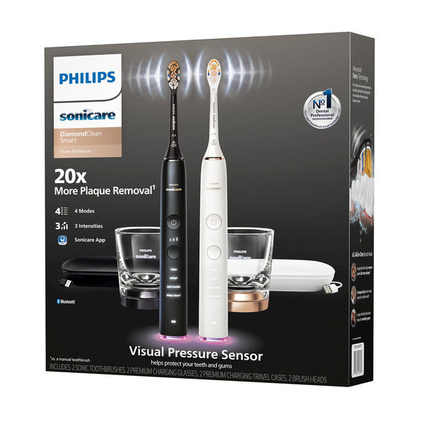 Philips Sonicare DiamondClean [ no brush heads] Smart Electric Rechargeable Toothbrush, 2-pack