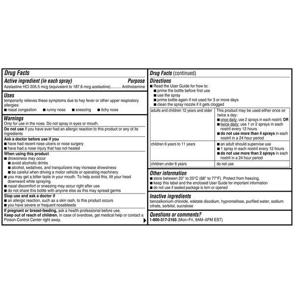Astepro Full Prescription Strength Azelastine Hcl 205.5 Mcg Antihistamine Nasal Spray