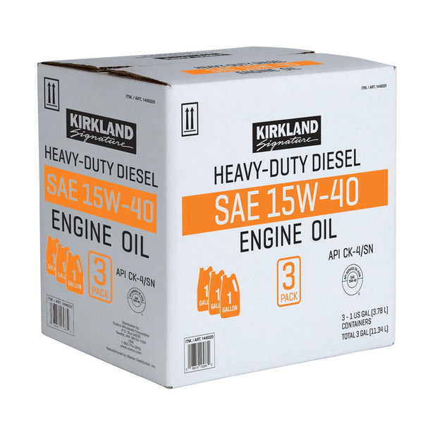 Kirkland Signature Heavy Duty Diesel 15W-40 Motor Oil 1-Gallon, 3-pack