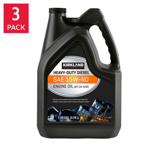 Kirkland Signature Heavy Duty Diesel 15W-40 Motor Oil 1-Gallon, 3-pack