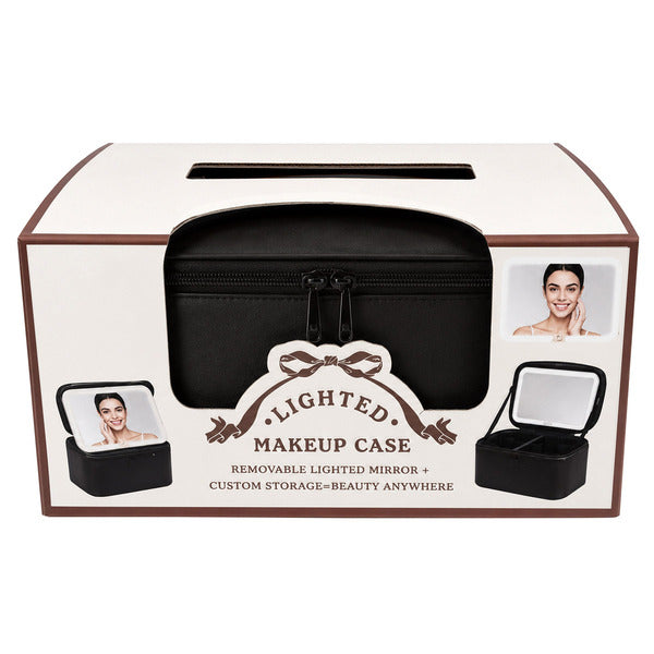 REALHER Lighted Makeup Case, with Removable Lighted Mirror, Black