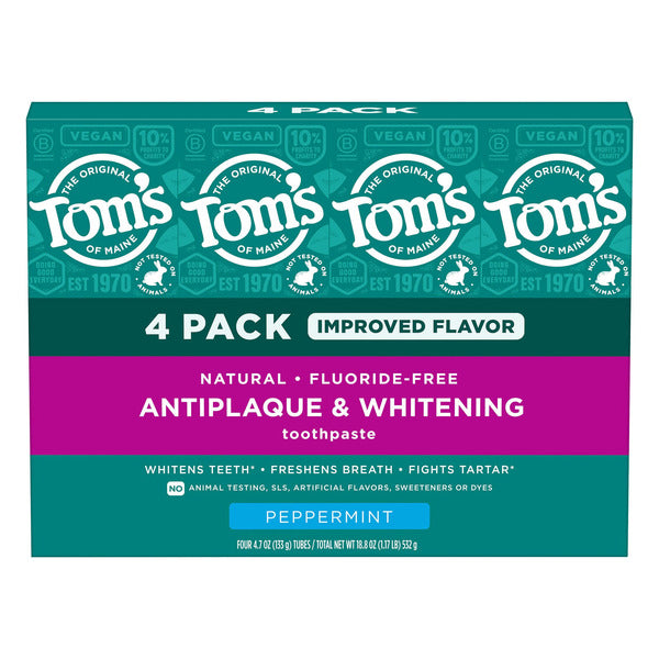 Tom's of Maine Antiplaque and Whitening Toothpaste, 4.7 oz, 4-pack
