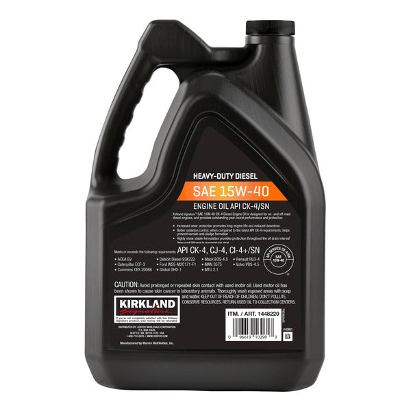Kirkland Signature Heavy Duty Diesel 15W-40 Motor Oil 1-Gallon, 3-pack