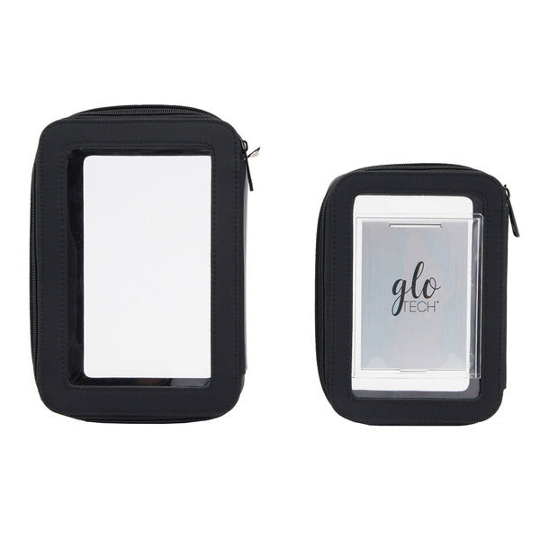 3-Piece Cosmetic Bag Set – Makeup Bag Duo with Compact Mirror, Travel & Everyday Beauty Organizer (Black)