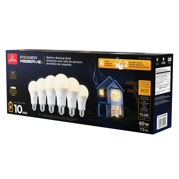 Globe Electric Power Outage 60W Bulb, 6-pack
