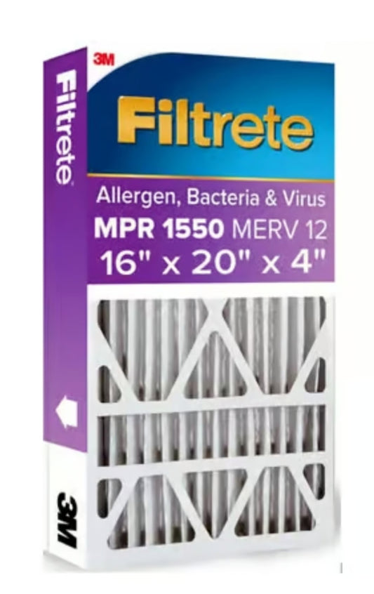 3M 16x20x4 1550 Ultra Allergen Reduction Deep Pleat 4" Filter