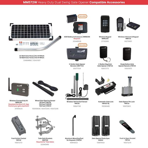 NEW - Mighty Mule Heavy Duty Dual Swing Automatic Gate Opener with Battery, up to 850 lb. per