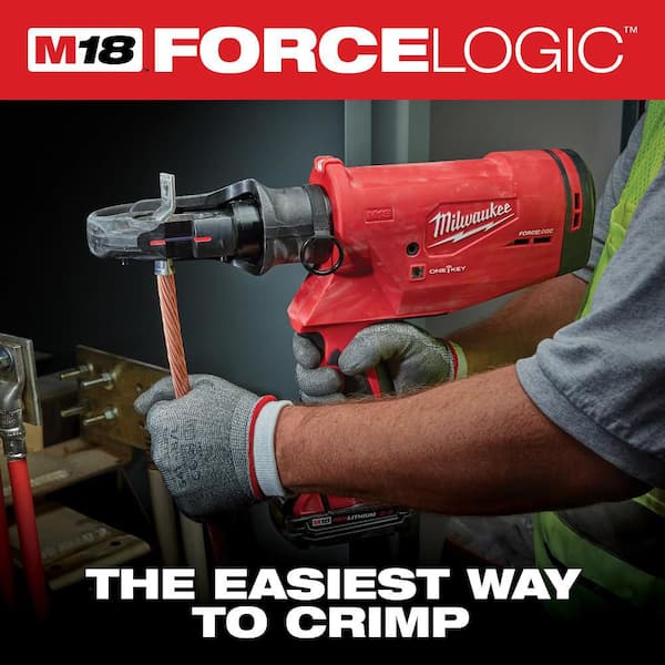 Milwaukee M18 18V Lithium-Ion Cordless FORCE LOGIC 750 MCM Crimper with #6-750 MCM Cu Dies 2779-750CU
