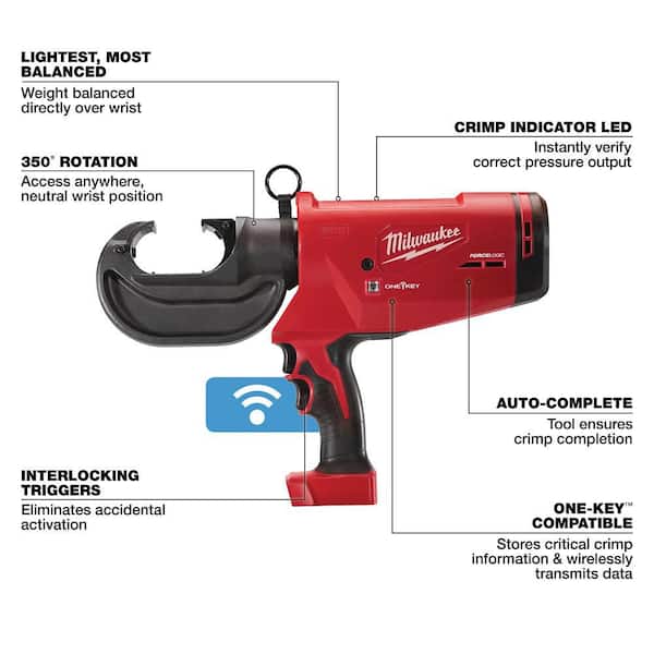 Milwaukee M18 18V Lithium-Ion Cordless FORCE LOGIC 750 MCM Crimper with #6-750 MCM Cu Dies 2779-750CU