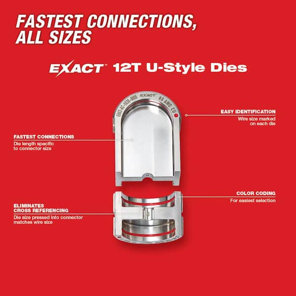 Milwaukee M18 18V Lithium-Ion Cordless FORCE LOGIC 750 MCM Crimper with #6-750 MCM Cu Dies 2779-750CU