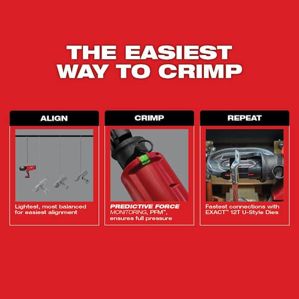 Milwaukee M18 18V Lithium-Ion Cordless FORCE LOGIC 750 MCM Crimper with #6-750 MCM Cu Dies 2779-750CU