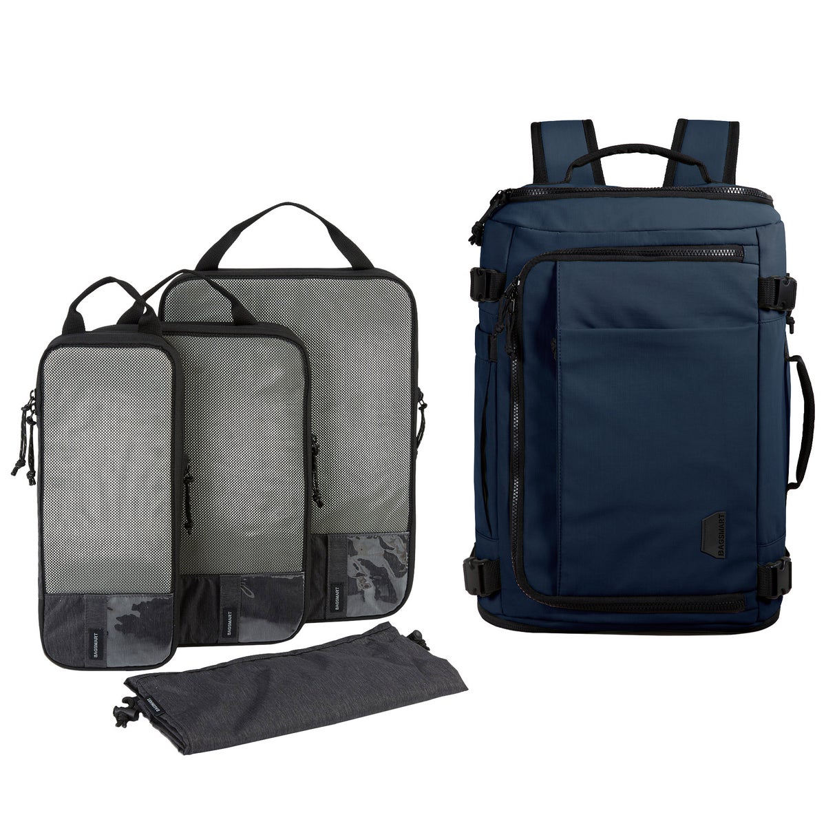 Bagsmart 38L Blast Backpack with 4-piece Compression Packing Cubes - Navy