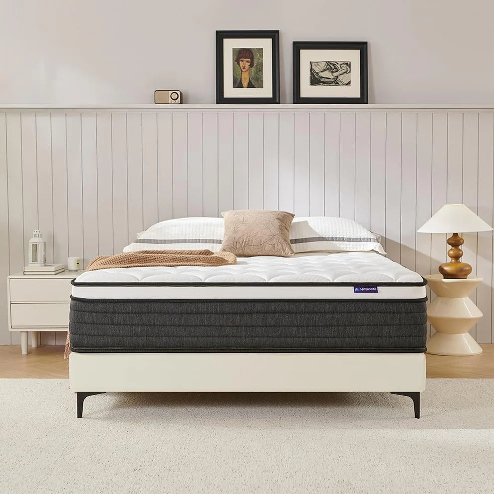 Napnest Full Size Mattress 10 Inch, Hybrid Mattresses Full in a Box, Medium Firm Feel Memory Foam and Individual Pocket Springs Fiberglass Free Bed Mattress